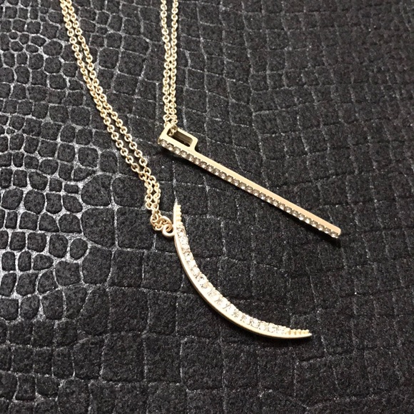 Gold Moon/Vertical Bar Necklace Duo - Picture 4 of 5